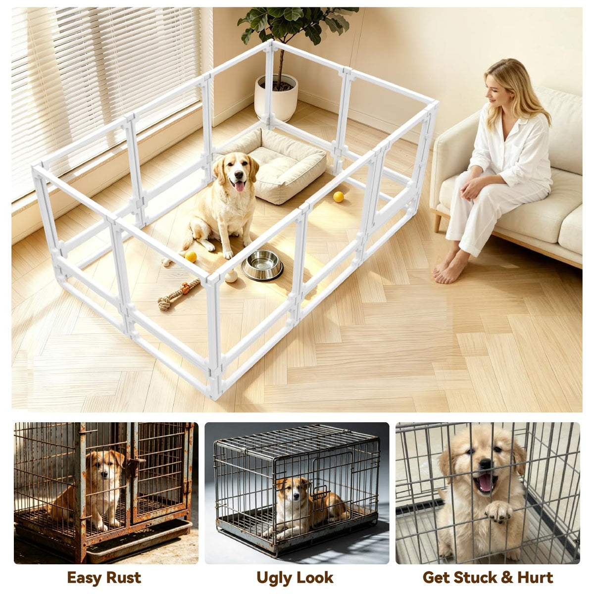 EVOTAILS Pet Playpen in 34", White