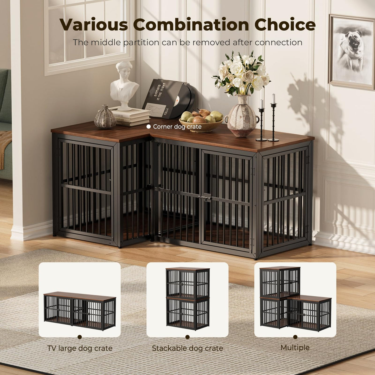 Lyromix Animal Cage in 33.1"L x 22.1"W x 26.0"H, Walnut