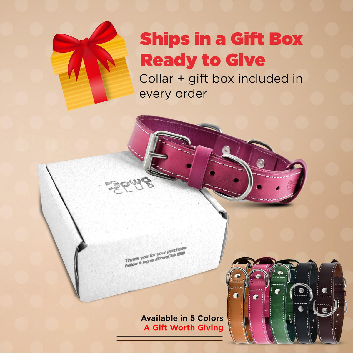 DowgClub Animal Collar in S (11"-14"), Pink