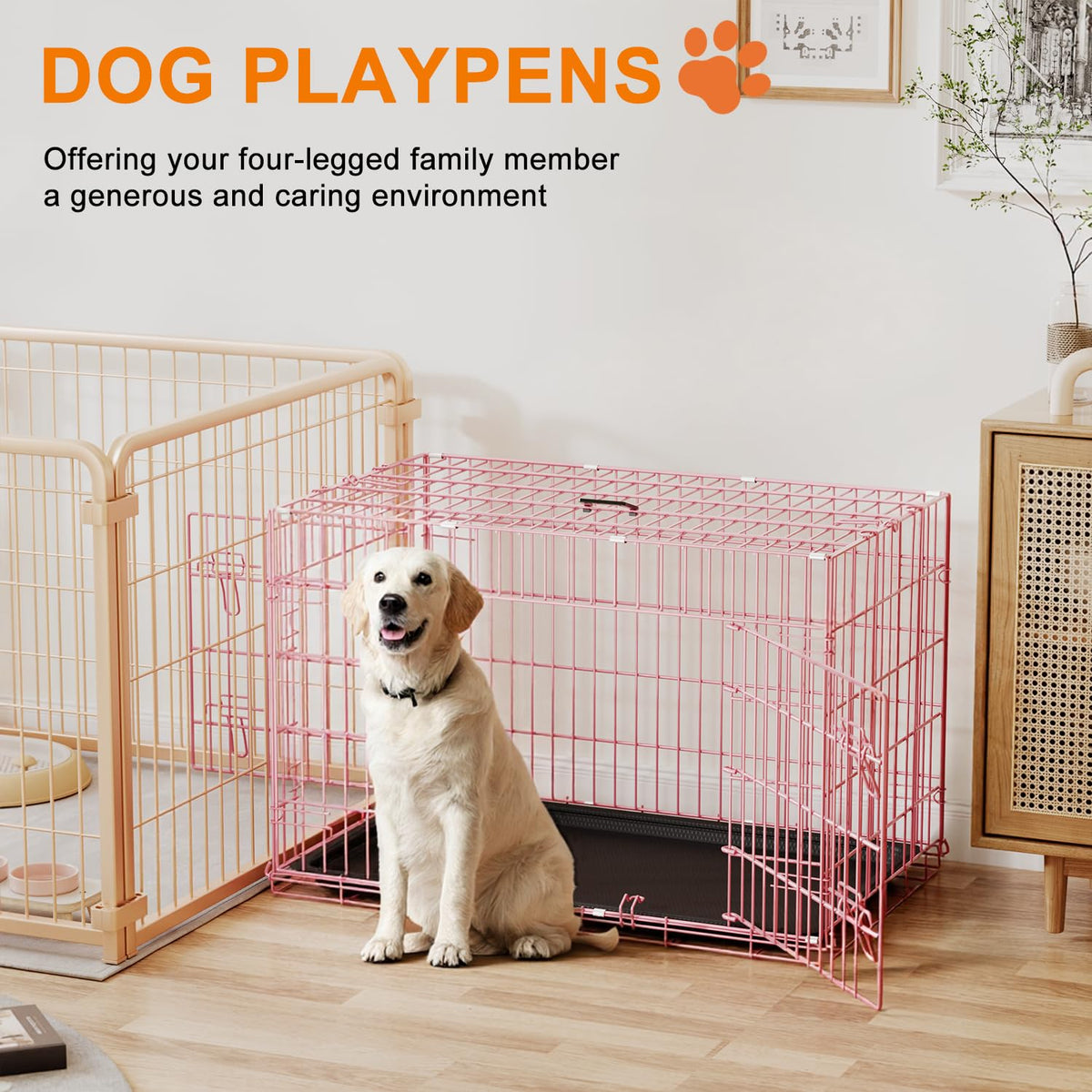 FDW Animal Cage in 36.0"L x 22.0"W x 24.0"H, Pink