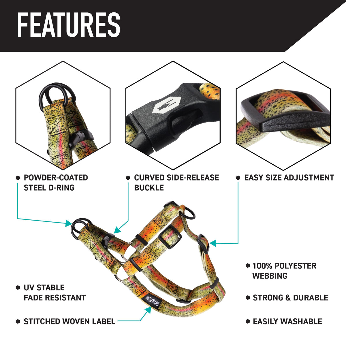 Wolfgang Man & Beast Animal Harness in Small (5/8 Inch x 12-18 Inch), CutBow Print