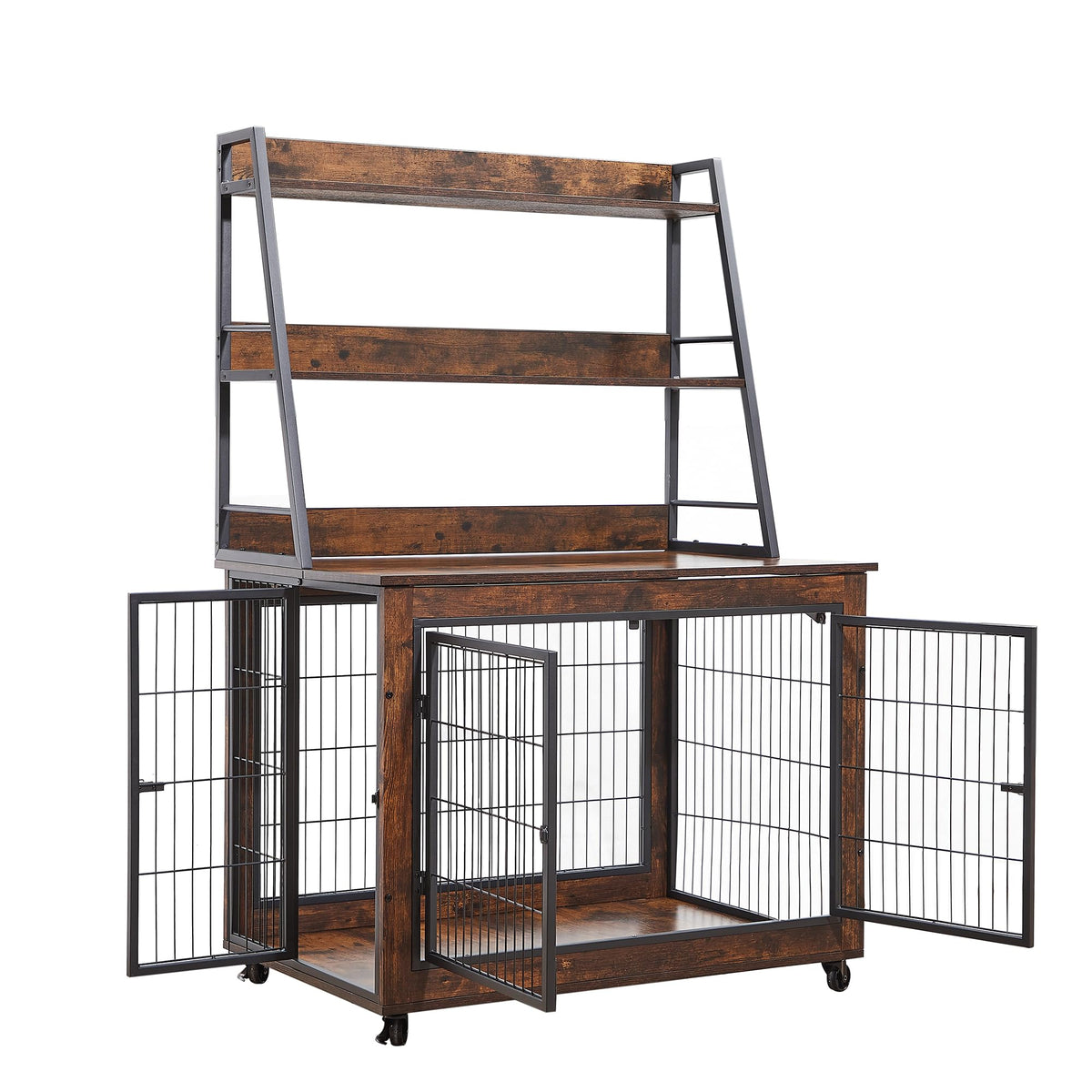 NicBex Animal Cage in 38.6"L x 25.2"W x 56.9"H, Rustic Brown