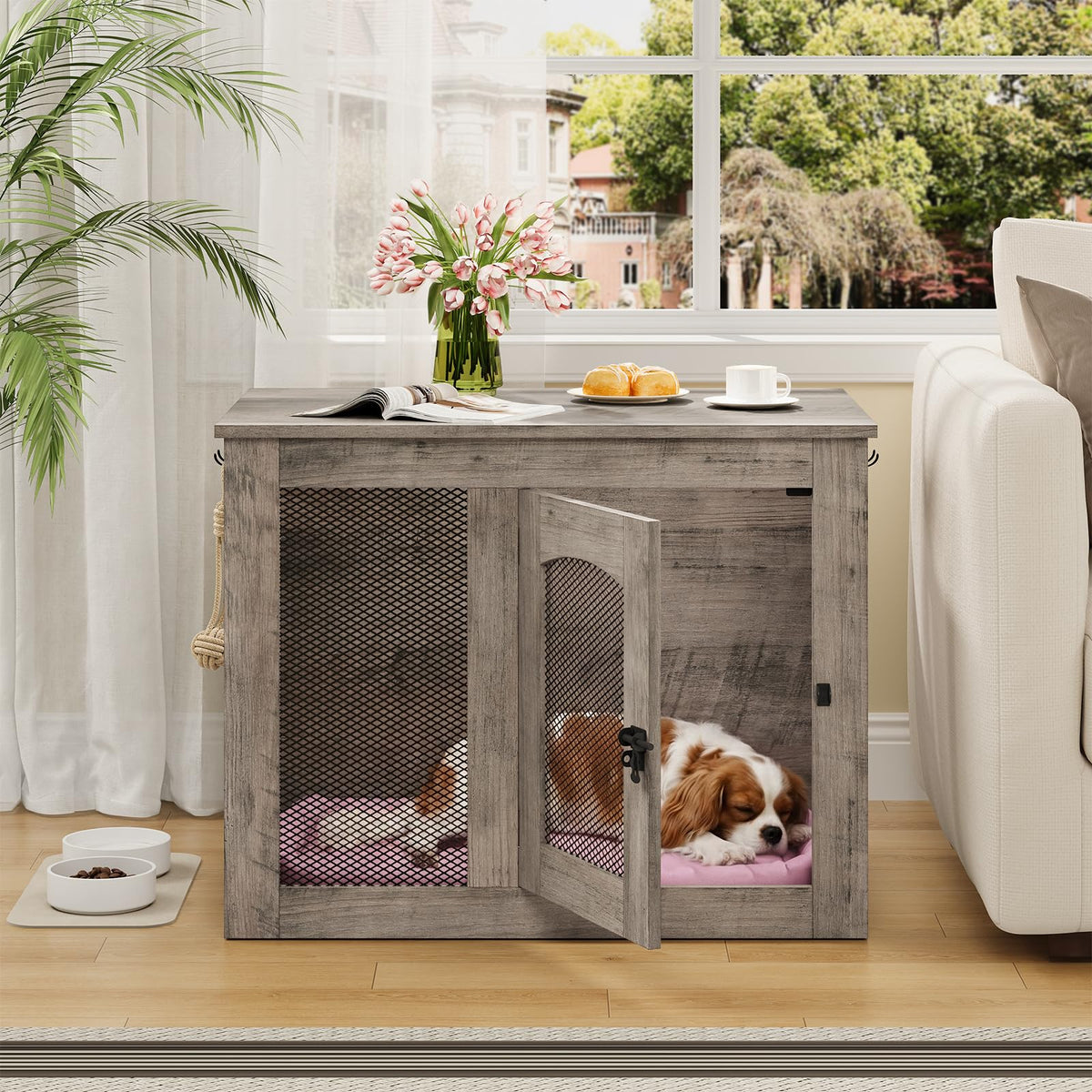 CHOEZON Animal Cage in 30.1"L x 13.2"W x 23.8"H, Greige