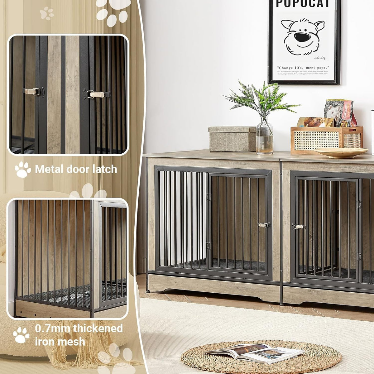 Rovibek Animal Cage in 38.9"L x 25.2"W x 27.2"H, Brown