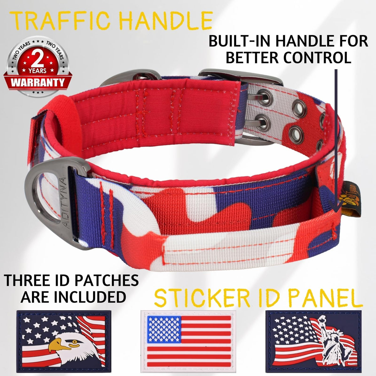 ADITYNA Animal Collar in Extra-Large: Fit 24-30" Neck, Camo Red Blue