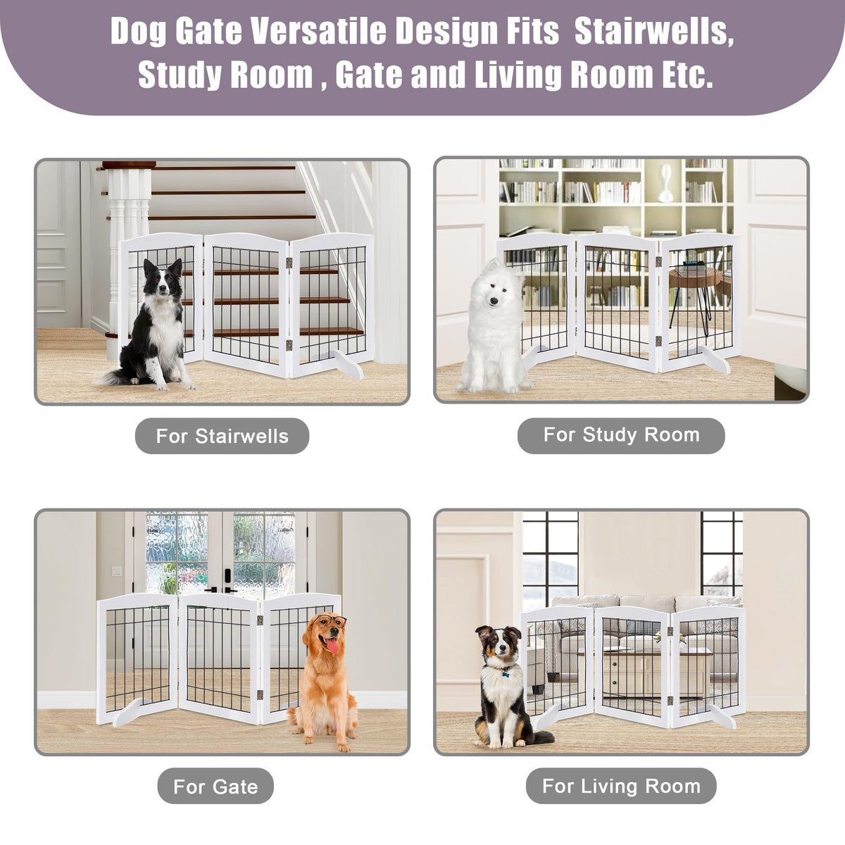 LZRS Temporary Gate in 30"Height-3 Panel, White