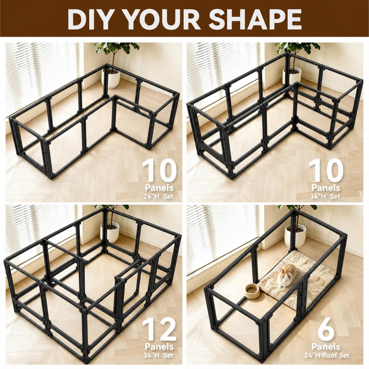 EVOTAILS Pet Playpen in 24", Black
