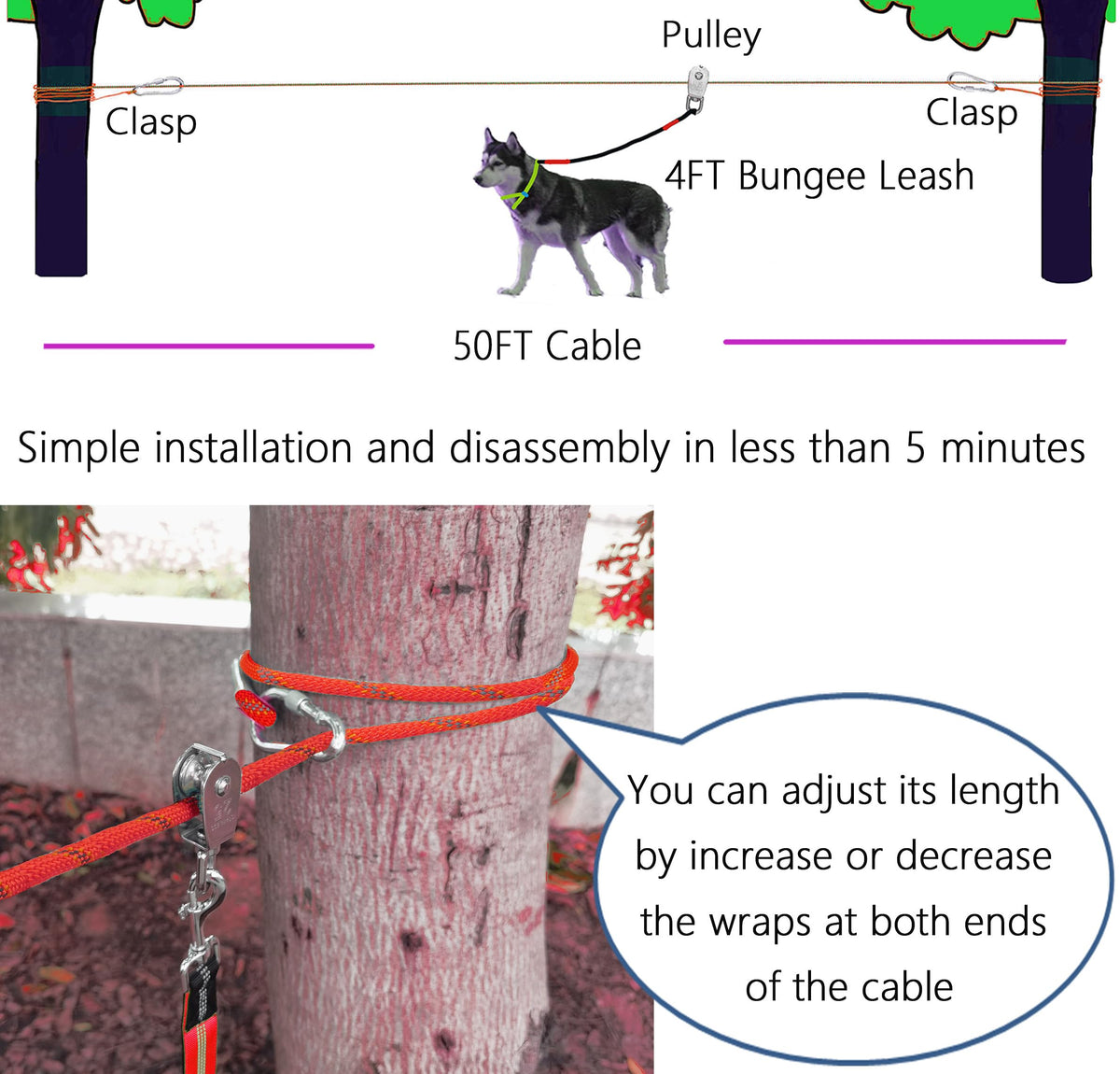 SIAELT Leash in 50Ft, Red