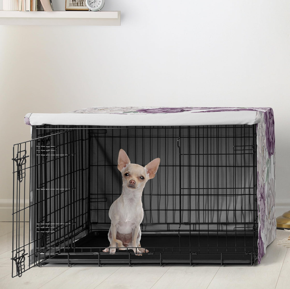 Sweet Jojo Designs Animal Cage in 24.0"L x 20.0"W x 18.5"H, Purple and Ivory Peony