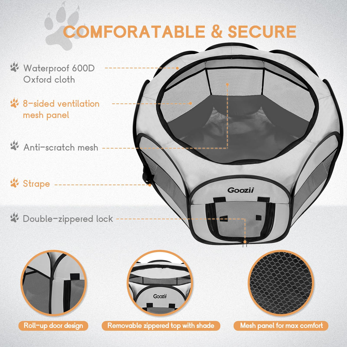 Goozii Pet Playpen in Light Grey
