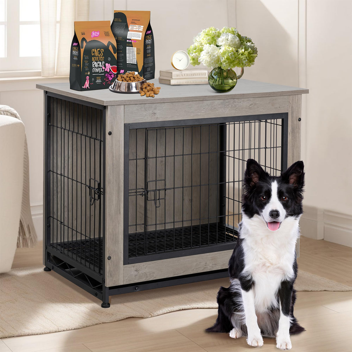 Shintenchi Animal Cage in 38.6"L x 25.6"W x 26.8"H, Grey