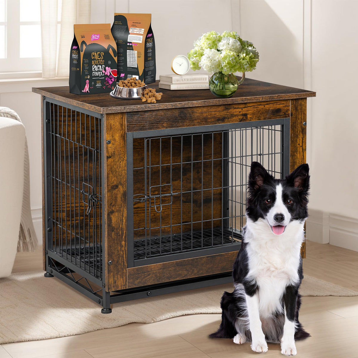 Shintenchi Animal Cage in 38.6" L*25.6" W*26.8" H, Brown