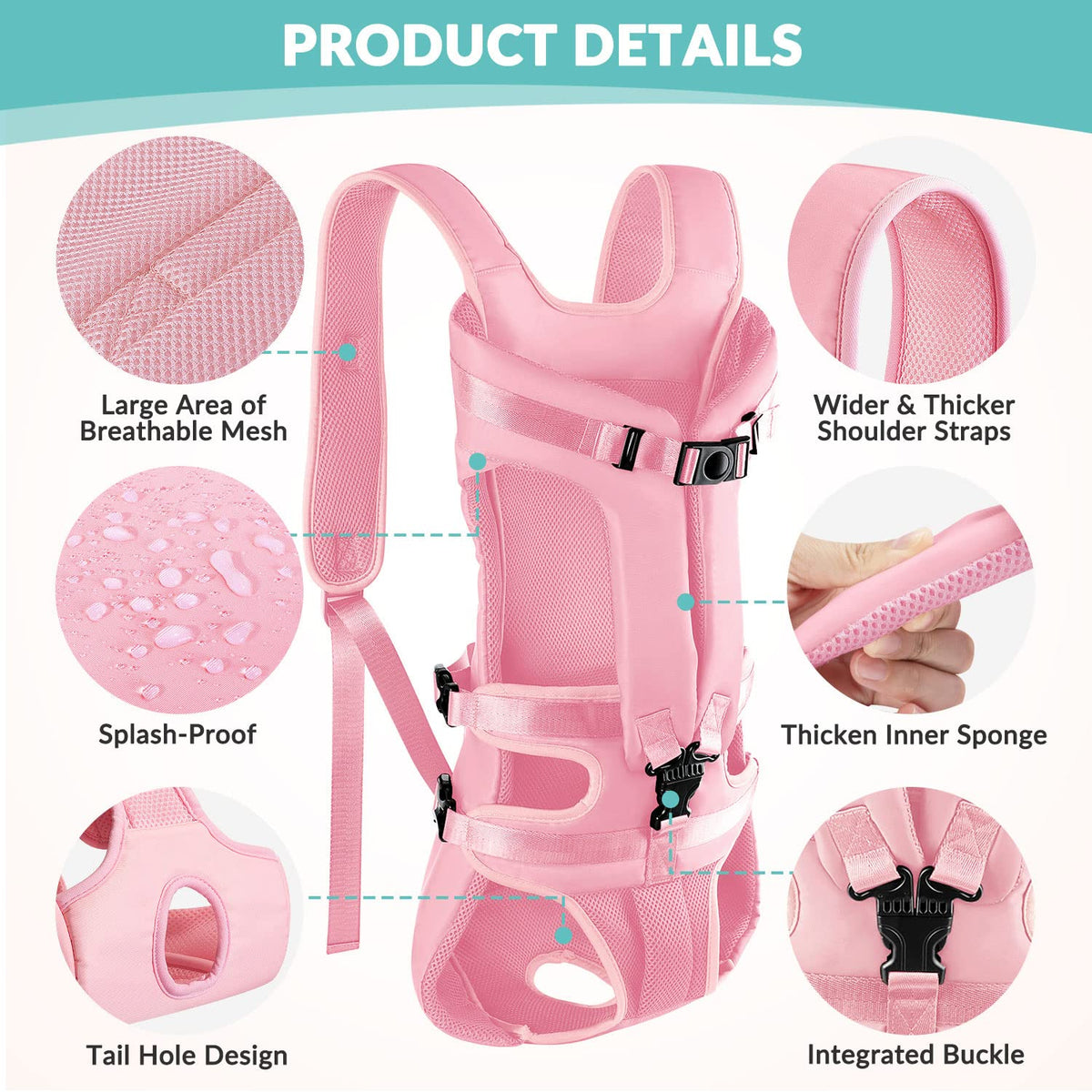 Lukovee Animal Carrier in 15.1"L x 11.7"W x 2.7"H, Pink