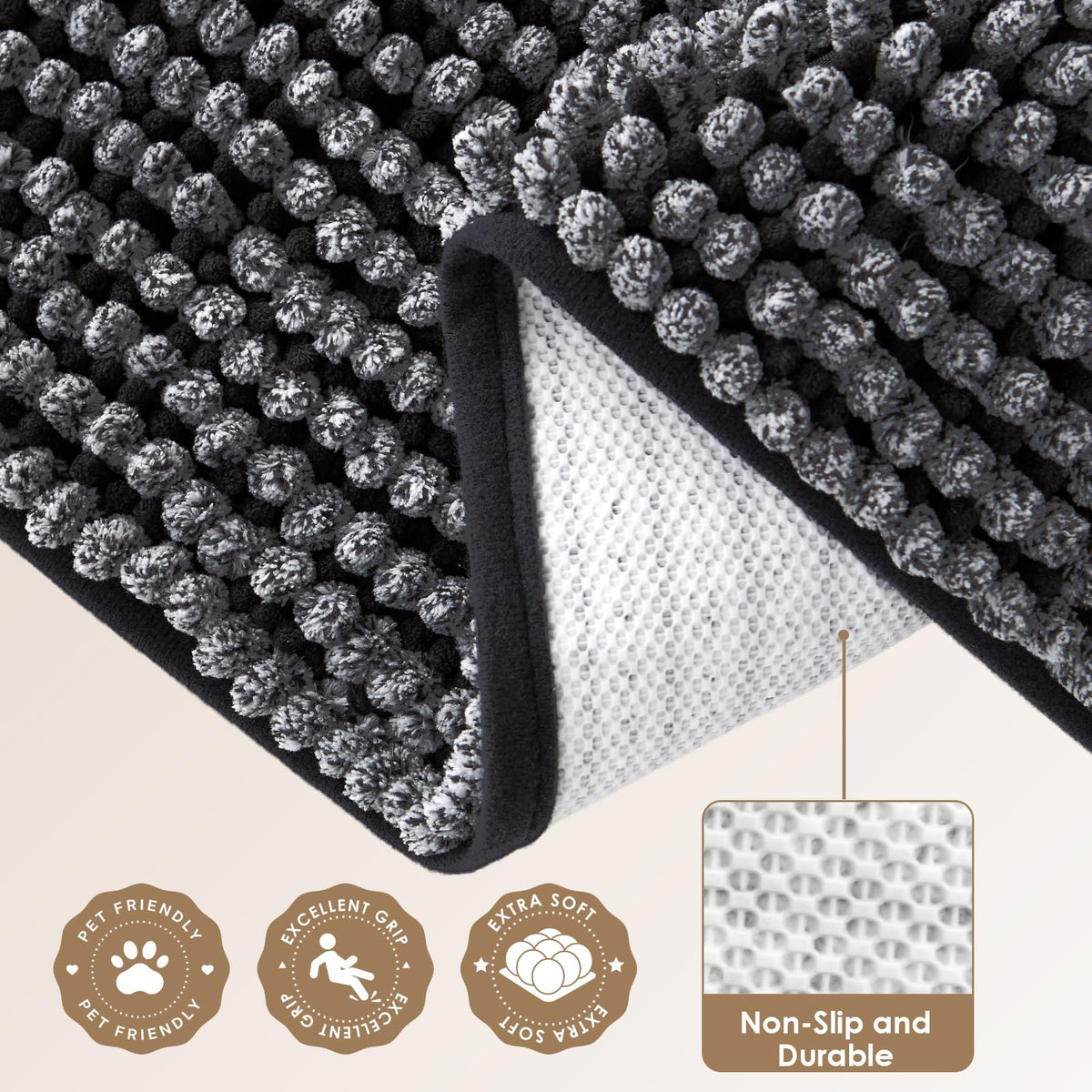 EHEYCIGA Pet Bed Mat in 24x16inch, Dark Grey