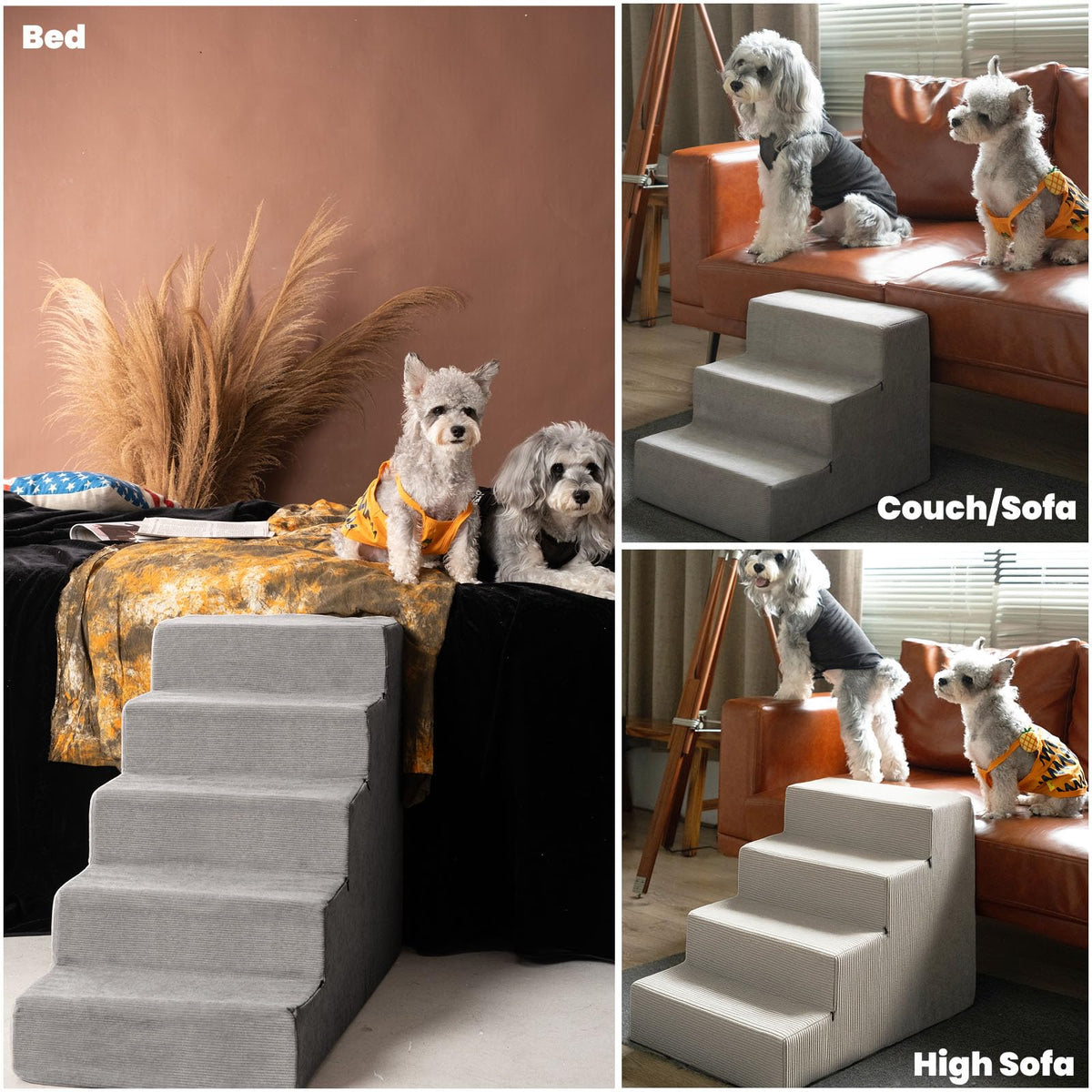 MEWANG Animal Stair in 3 steps: 17.95''L×14.96''W×13.70''H, Square Corner