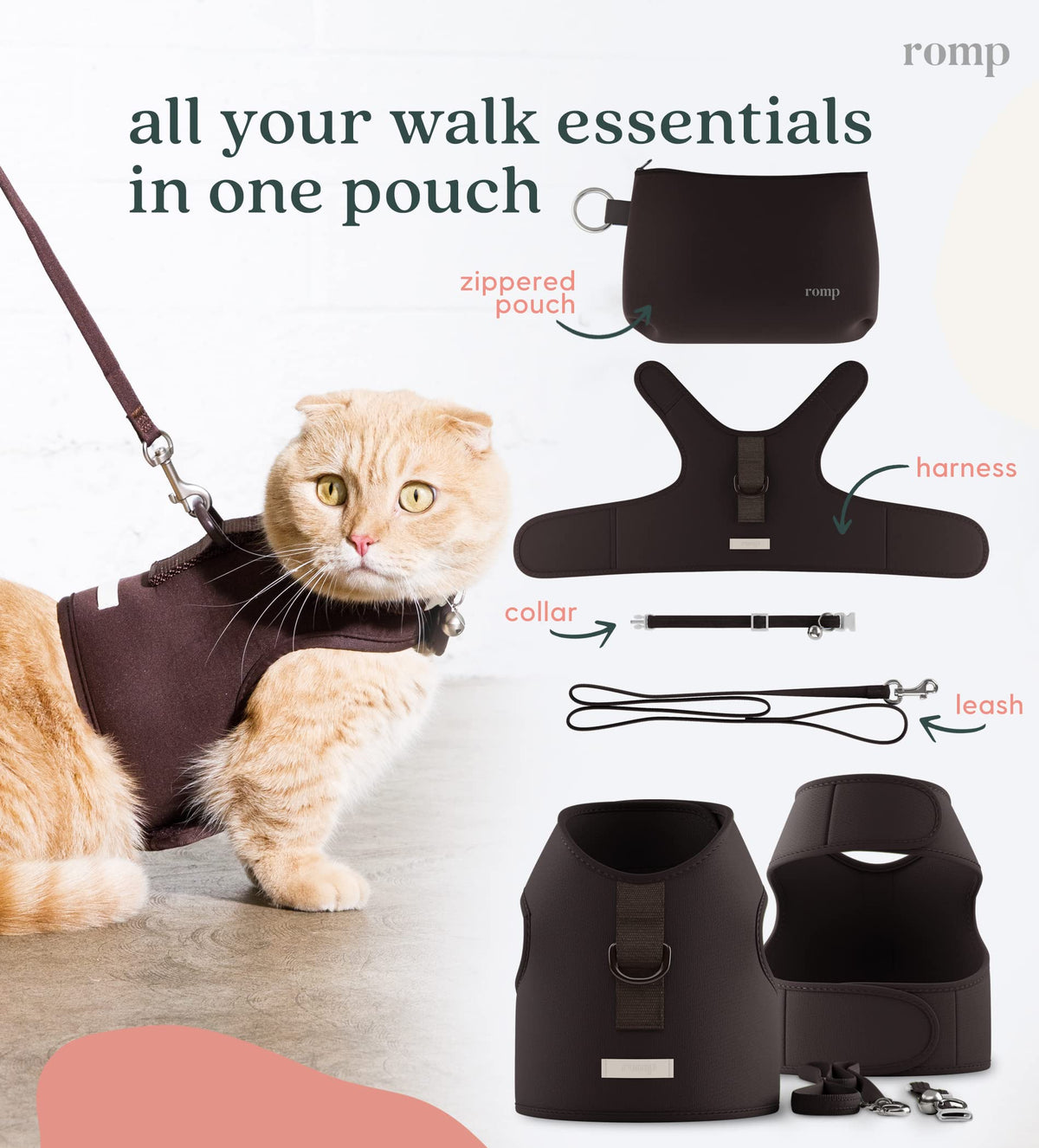ROMP Animal Harness in Small, Sable Brown