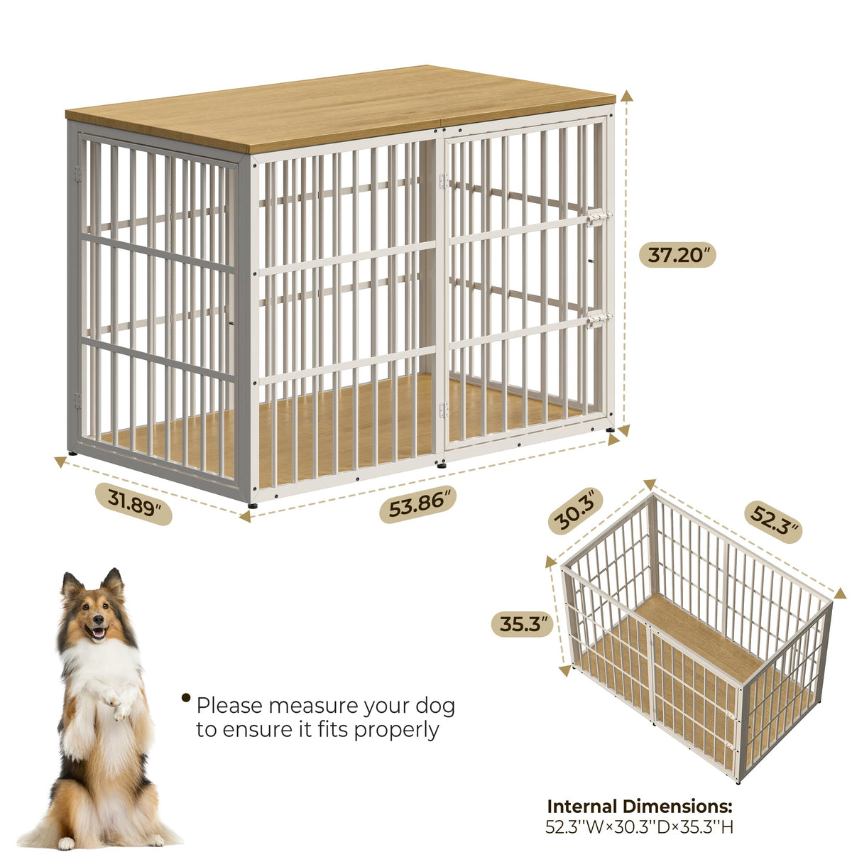 Lyromix Animal Cage in 53.9"L x 31.9"W x 37.2"H, Natural Beech