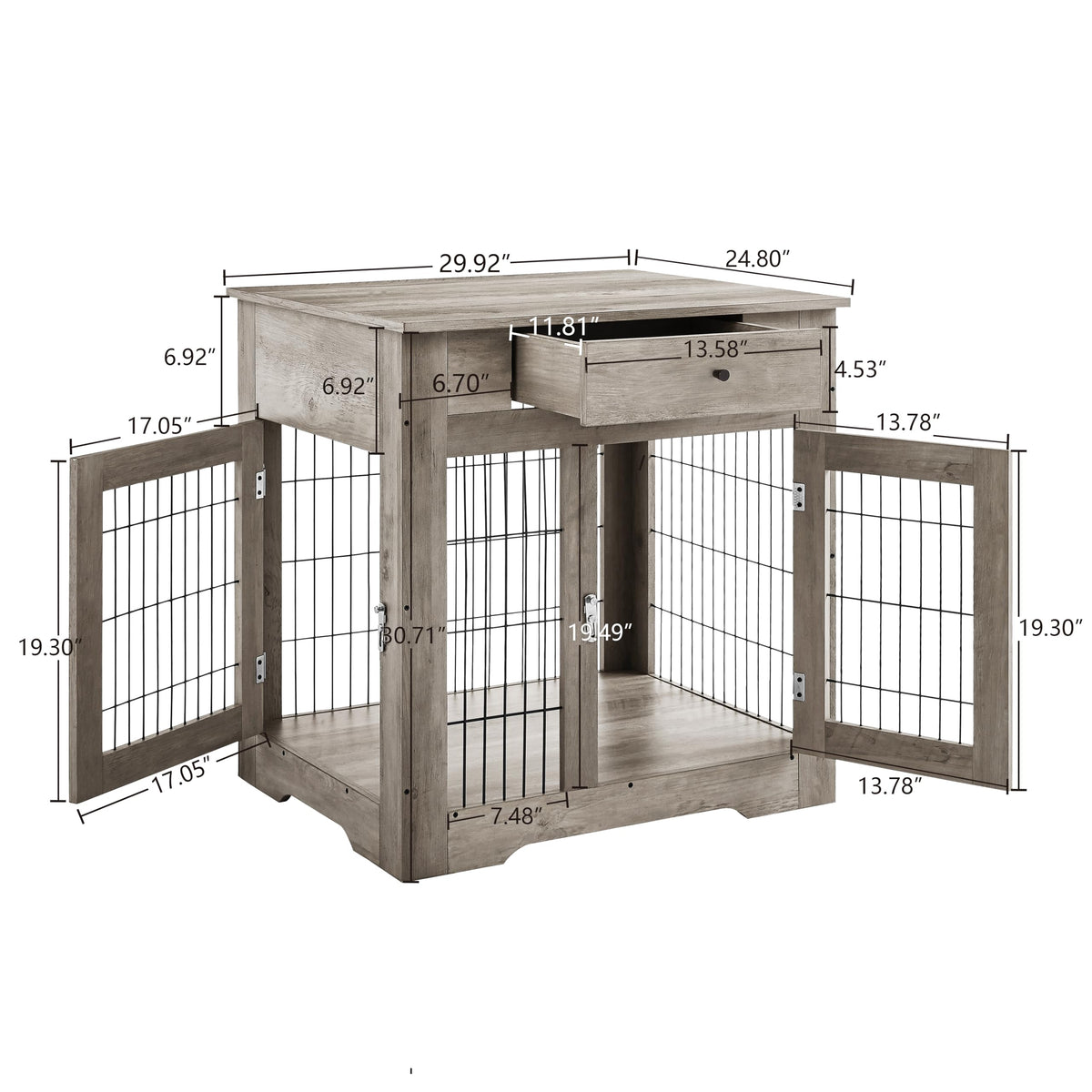 NicBex Animal Cage in 31.5"L x 22.64"D x 30.59"H, Antique Brown
