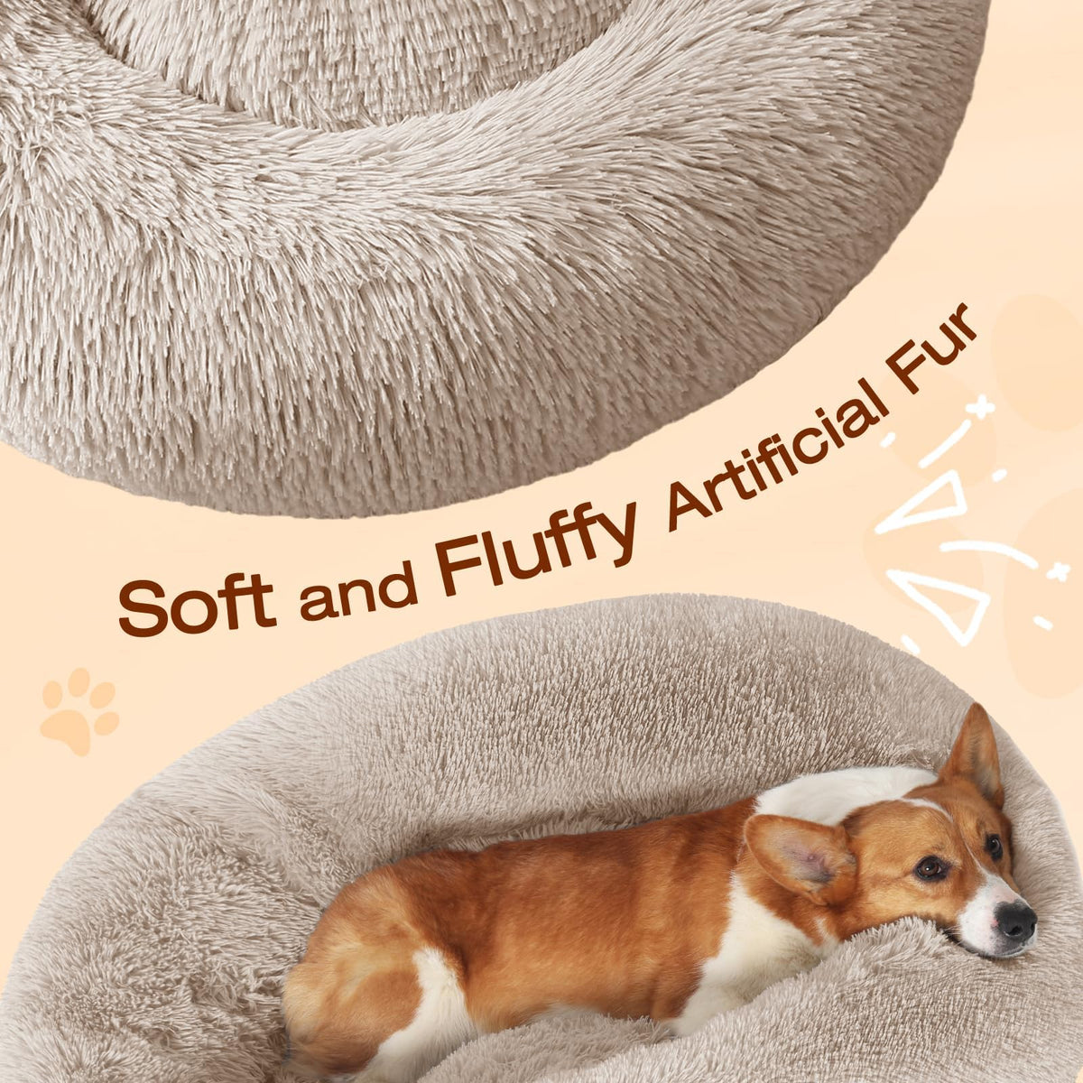 JOLLYVOGUE Pet Bed Mat in 36", Cream Brown