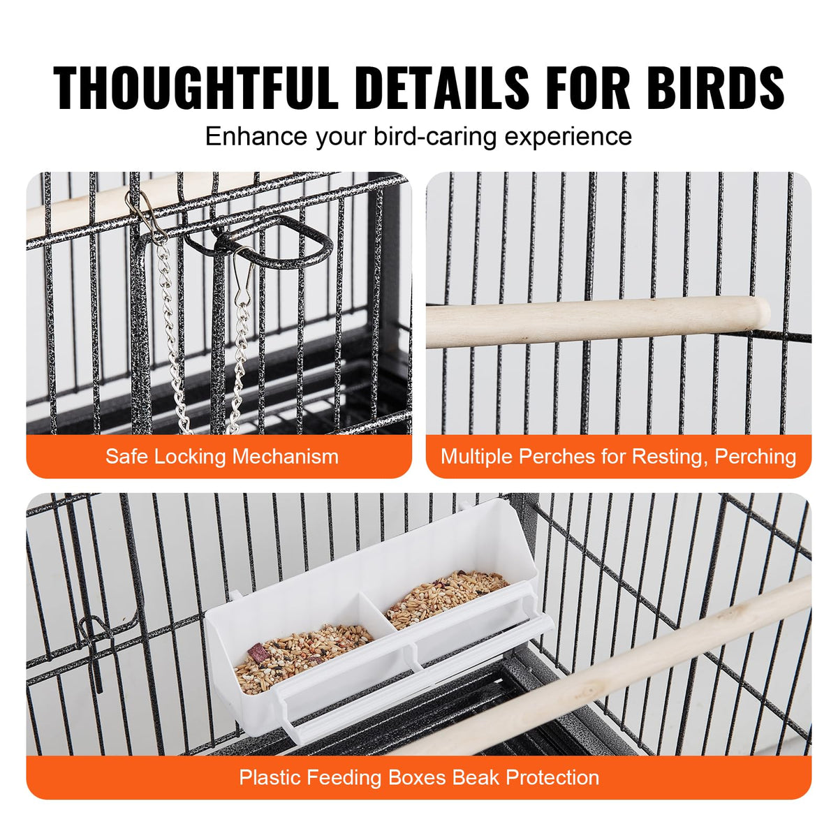 VEVOR Animal Cage in 31.1"L x 20.1"W x 52.0"H, Black