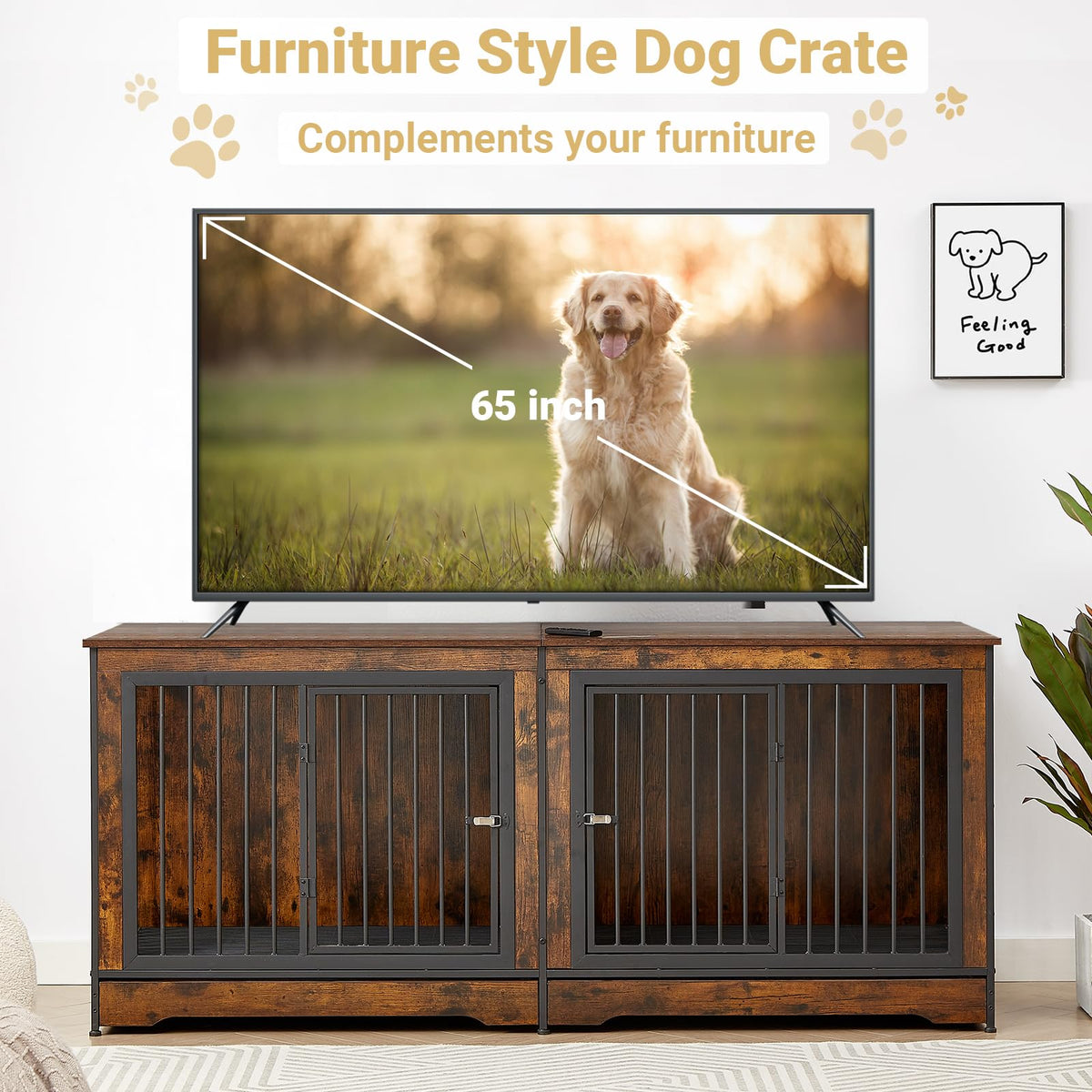 Rovibek Animal Cage in 75.0"L x 27.0"W x 32.0"H, Brown