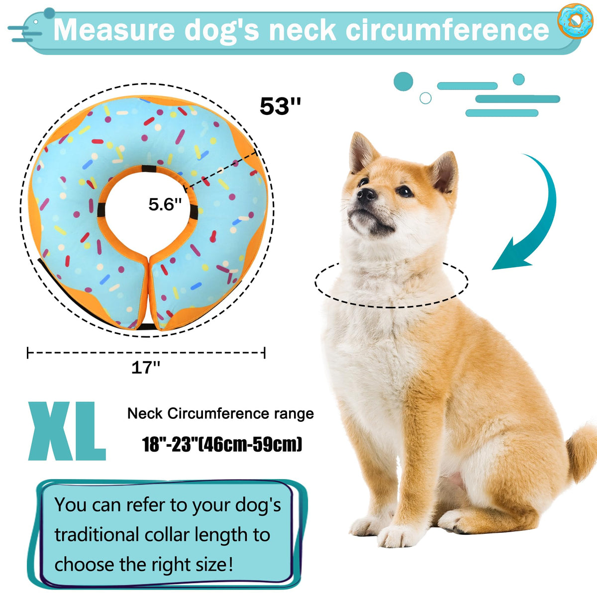 Cneo Animal Recovery Collar Cone in XL（neck 18"-23"）, Blue