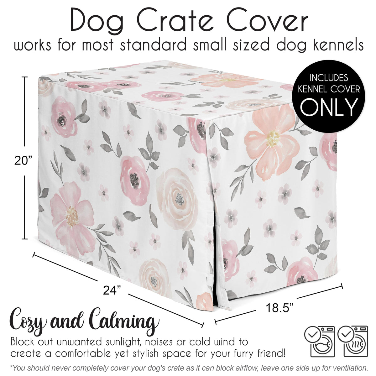 Sweet Jojo Designs Animal Cage in 24in. x 18.5in. x 20in., Pink and Grey Watercolor