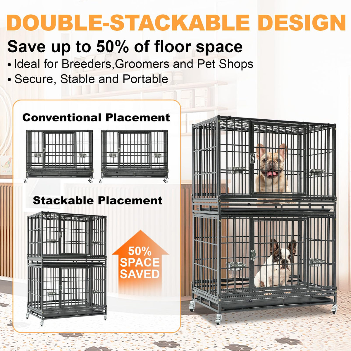 Homey Pet Animal Cage in 37.0"L - 2 Tiers - 1P, Black