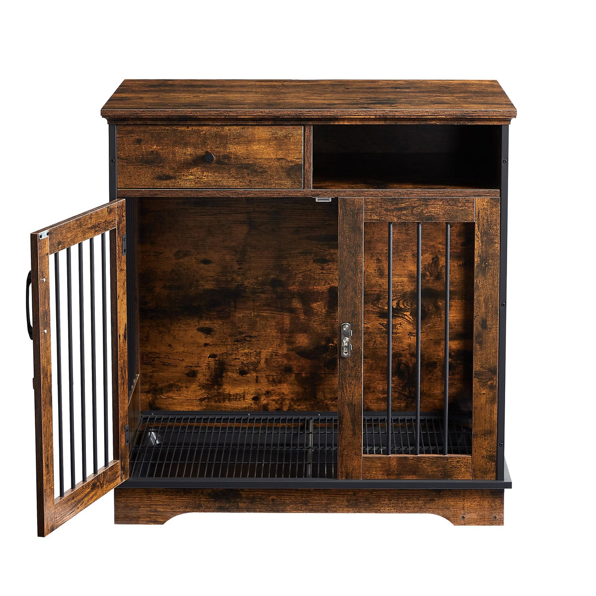 NicBex Animal Cage in 32.3"L x 22.8"W x 33.5"H, Rustic Brown