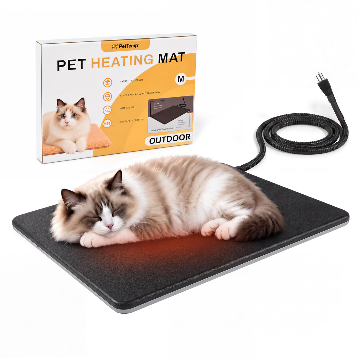 PetTemp Pet Bed Mat in M: 16" x 13", Black