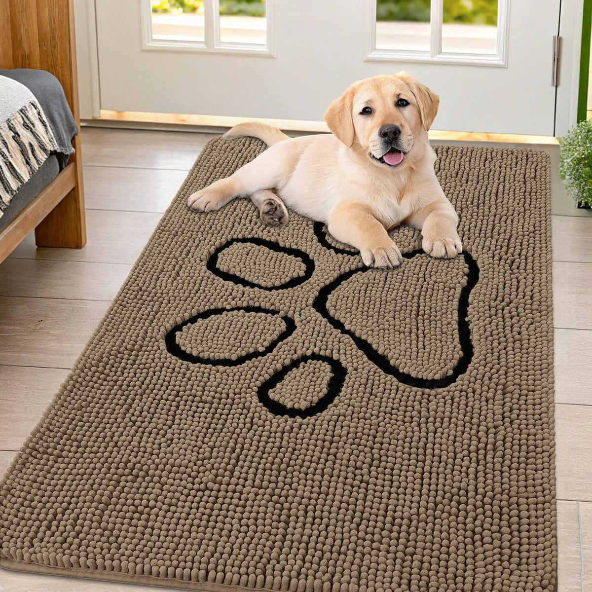 Smiry Rug in 44"X32", Camel and Black
