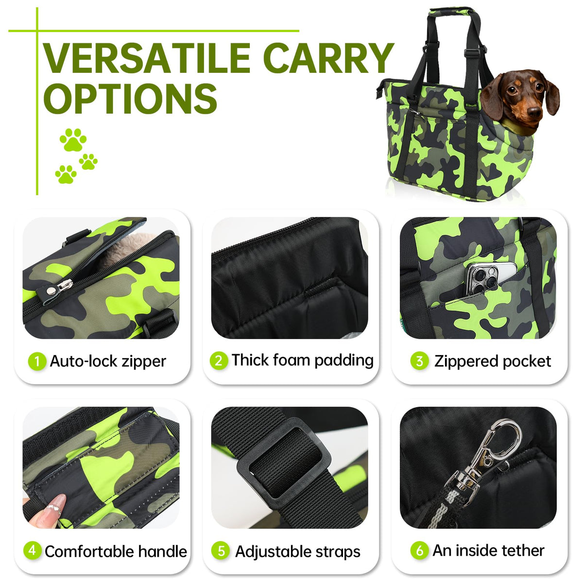 DELTAMANN Animal Carrier in 13.8"L x 5.0"W x 9.5"H, Camouflage Green