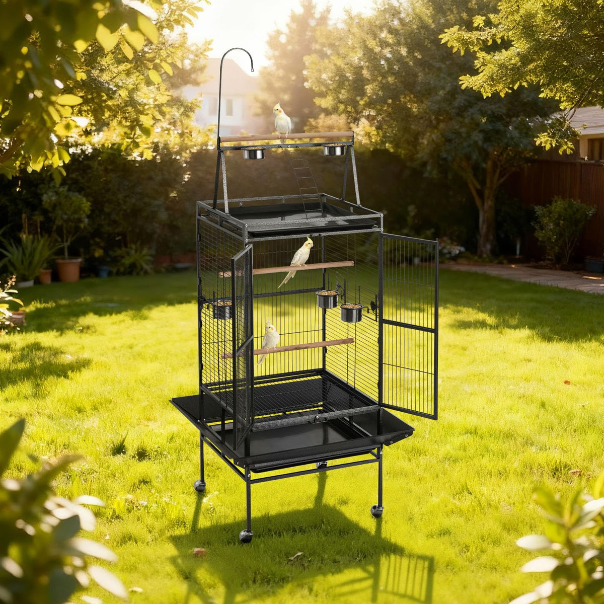 VEVOR Animal Cage in 32.7"L x 31.1"W x 82.7"H, Black