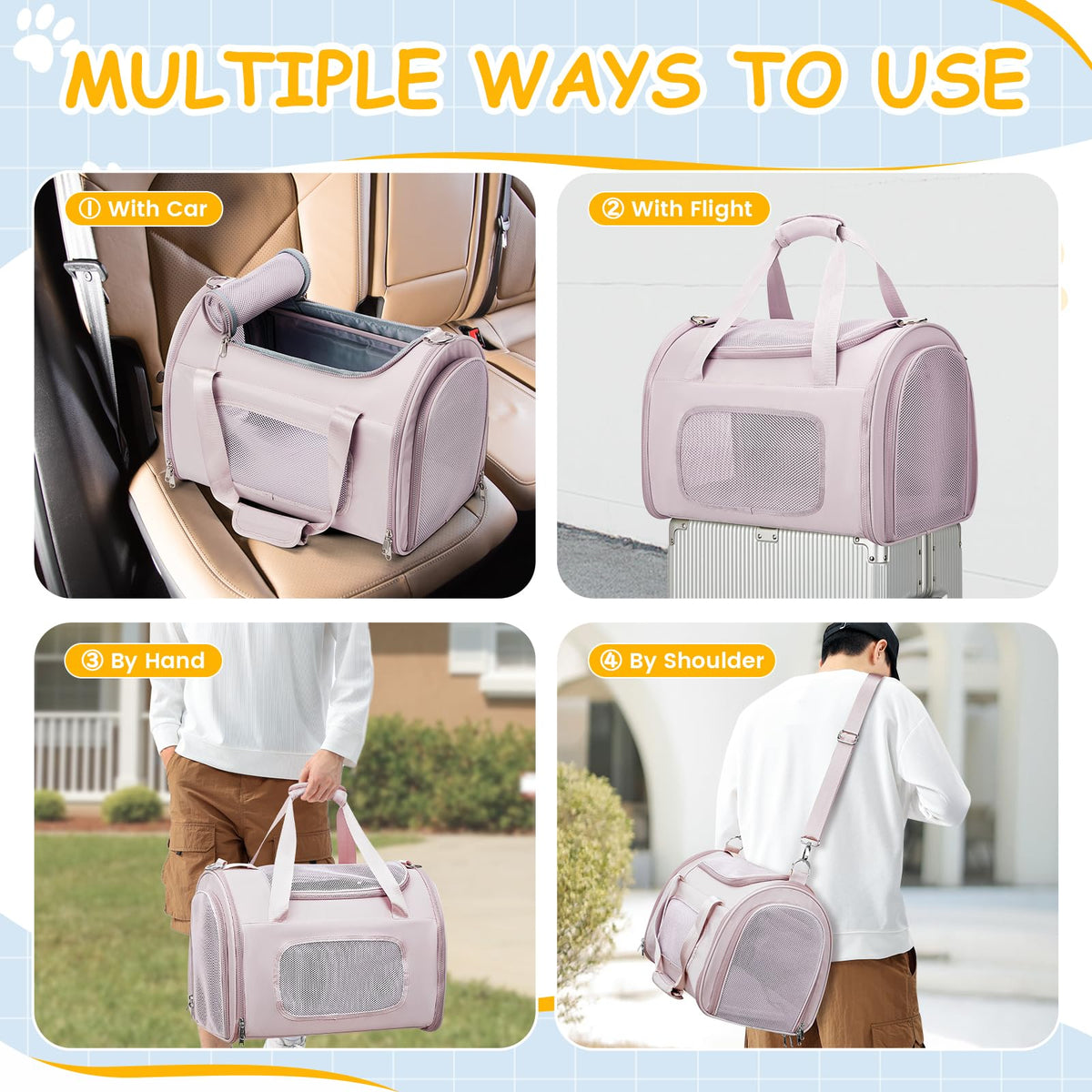 WEPLAN Animal Carrier in 18.1"L x 11.8"W x 12.9"H, Pink