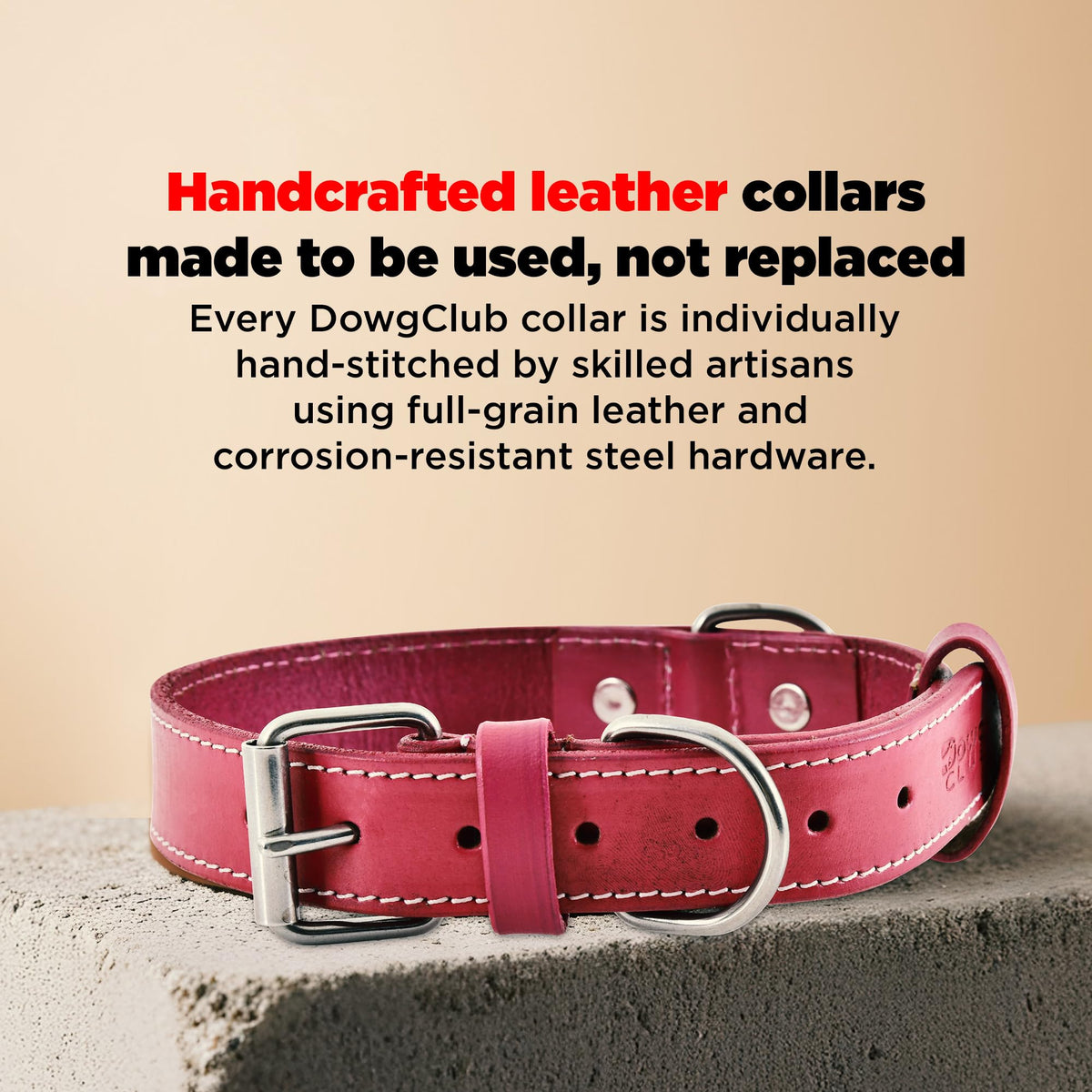 DowgClub Animal Collar in S (11"-14"), Pink