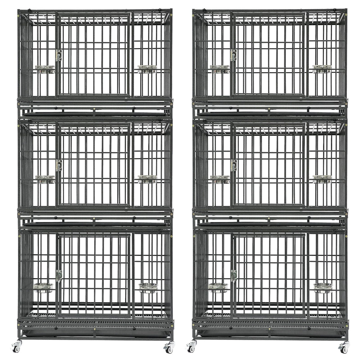 Homey Pet Animal Cage in 37"L x 22.5"W x 29.5"H - 3 Tiers - 2 Pack, Black