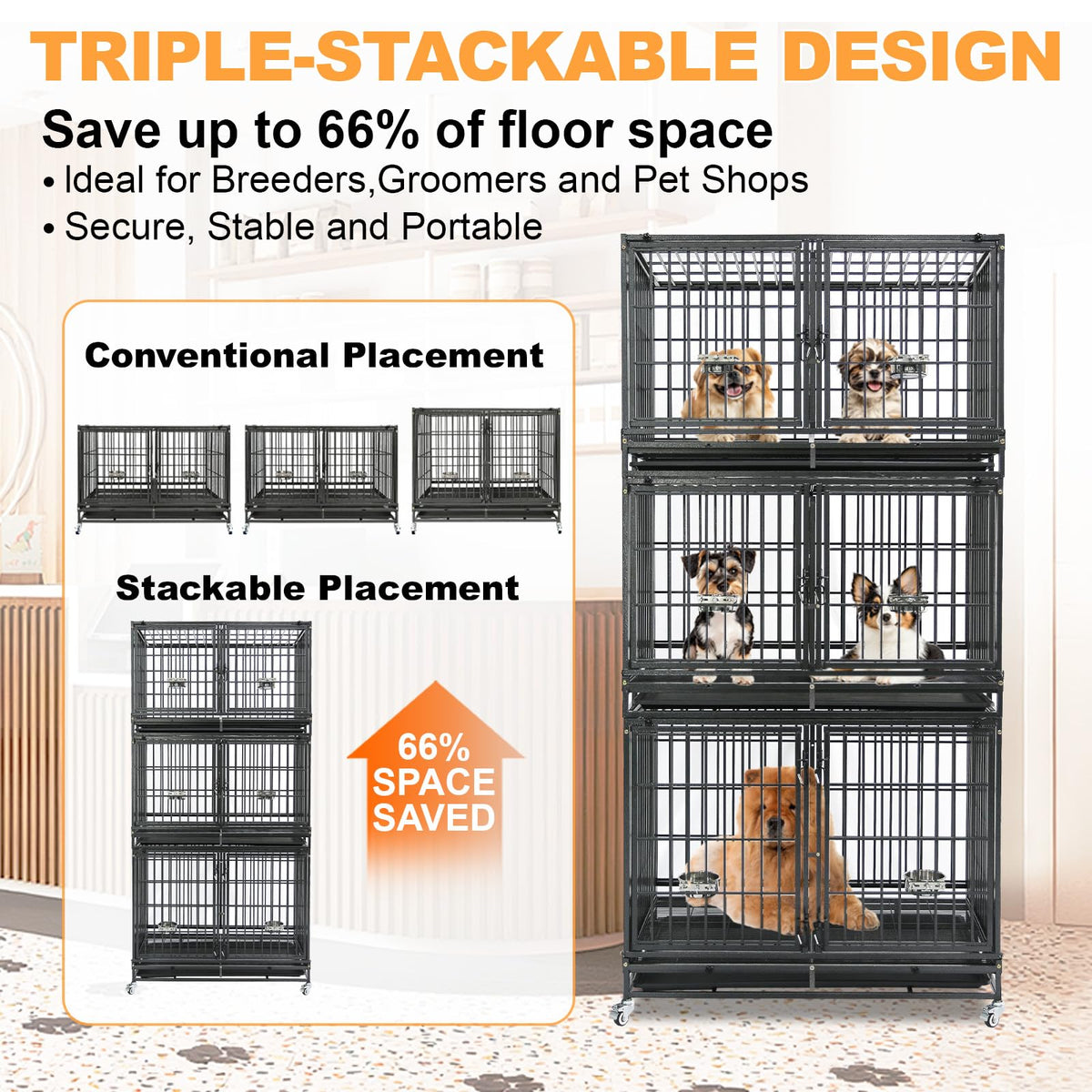 Homey Pet Animal Cage in 42.5"L x 28.0"W x 88.0"H, Black