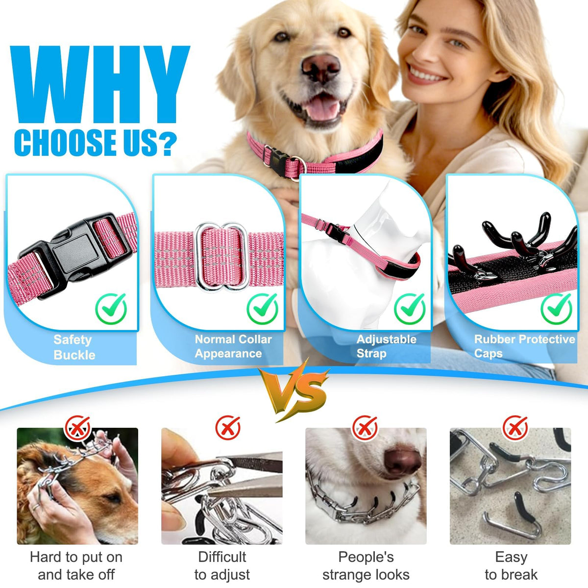 NozlaID Animal Collar in M(15"-19.5"), Pink