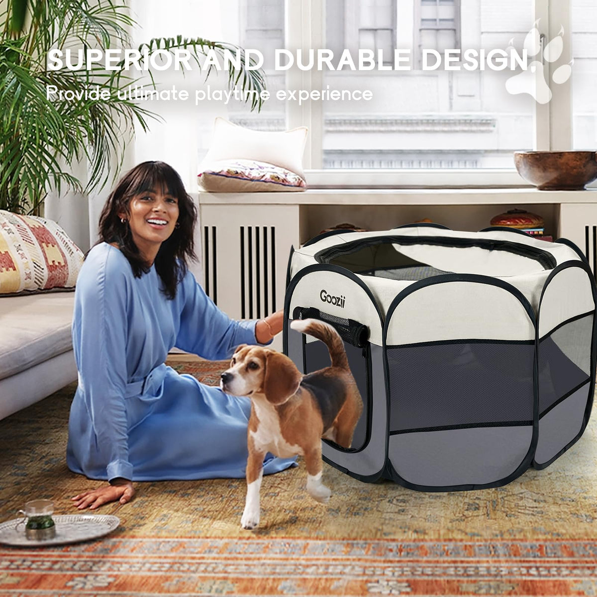 Goozii Pet Playpen in Beige-Grey