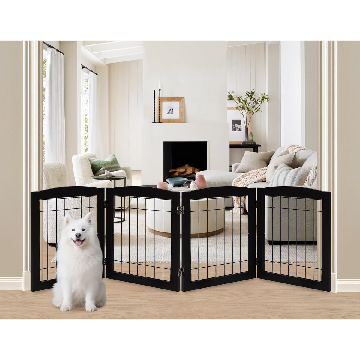 LZRS Temporary Gate in 24"Height-4 Panel, Black