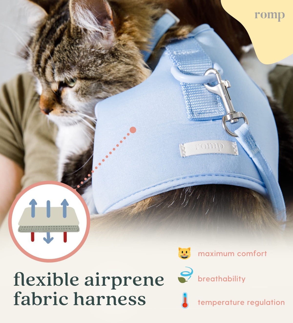 ROMP Animal Harness in Large, Cotton Blue