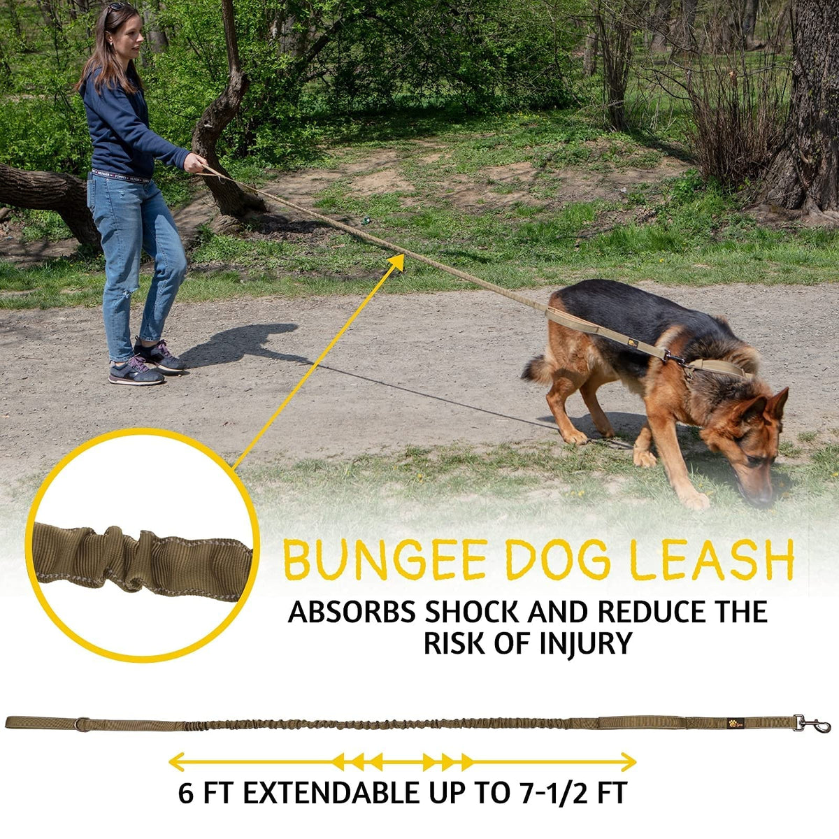 ADITYNA Leash in Medium, Large and Extra-Large, Ranger Green