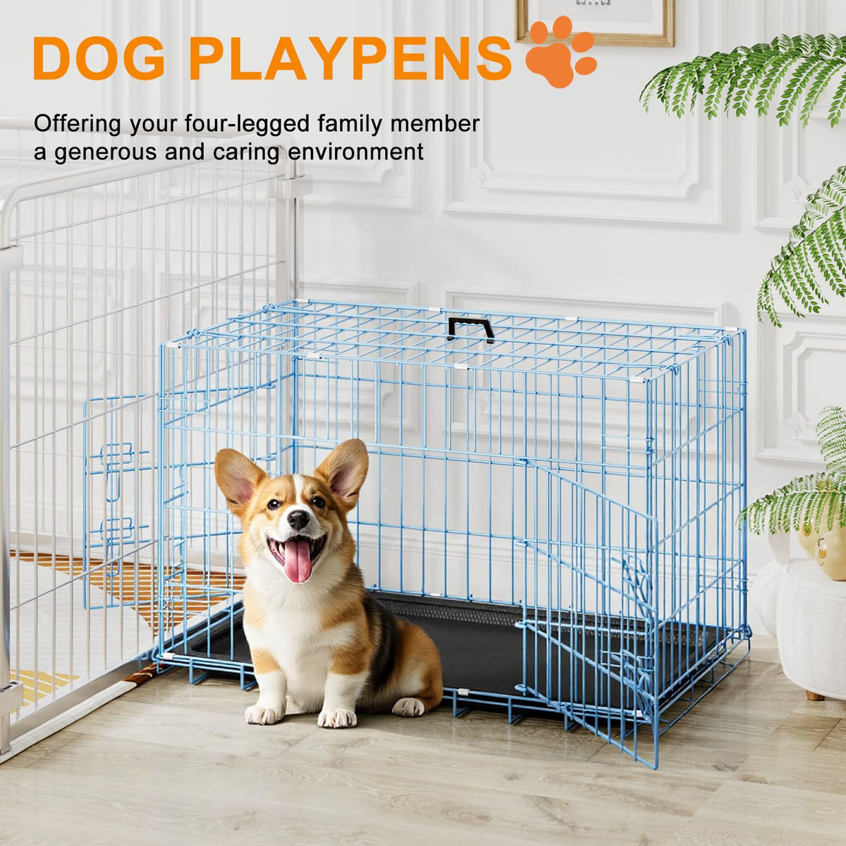 FDW Animal Cage in 30.0"L x 18.0"W x 20.0"H, Blue