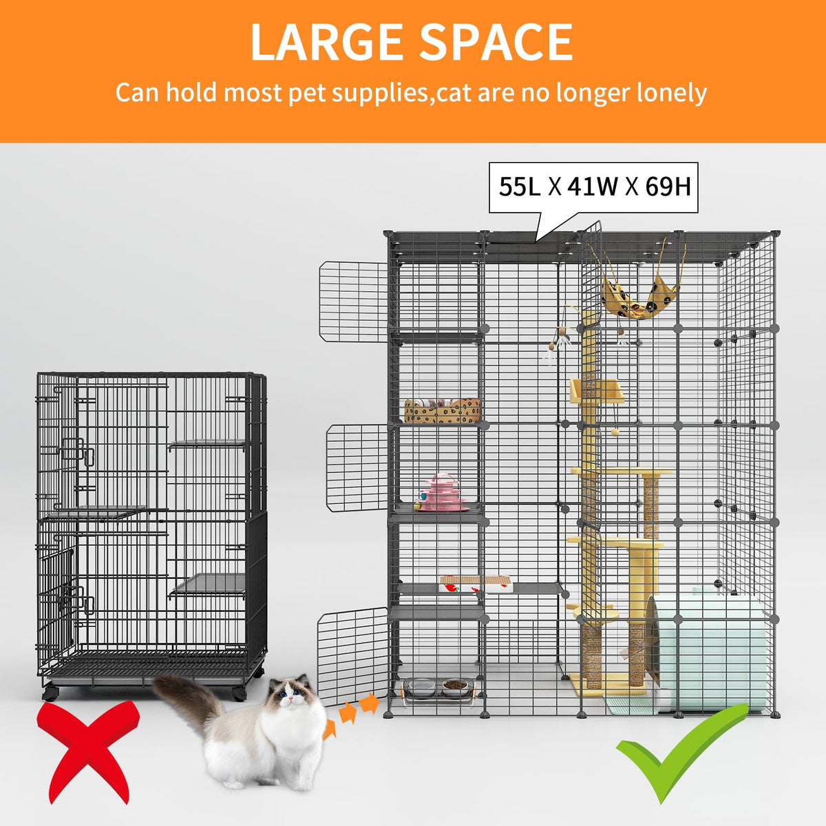 Oneluck Animal Cage in 55.1"L x 41.3"W x 69.1"H