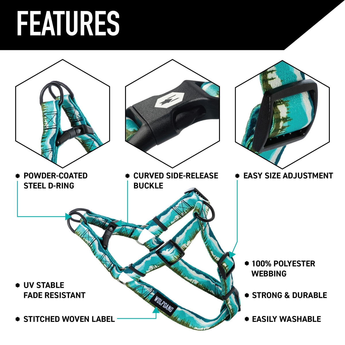 Wolfgang Man & Beast Animal Harness in Small (5/8 Inch x 12-18 Inch), GreatEscape Print