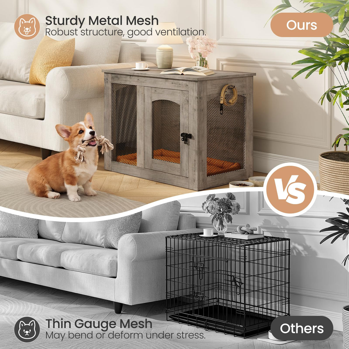 CHOEZON Animal Cage in 30.1"L x 13.2"W x 23.8"H, Greige