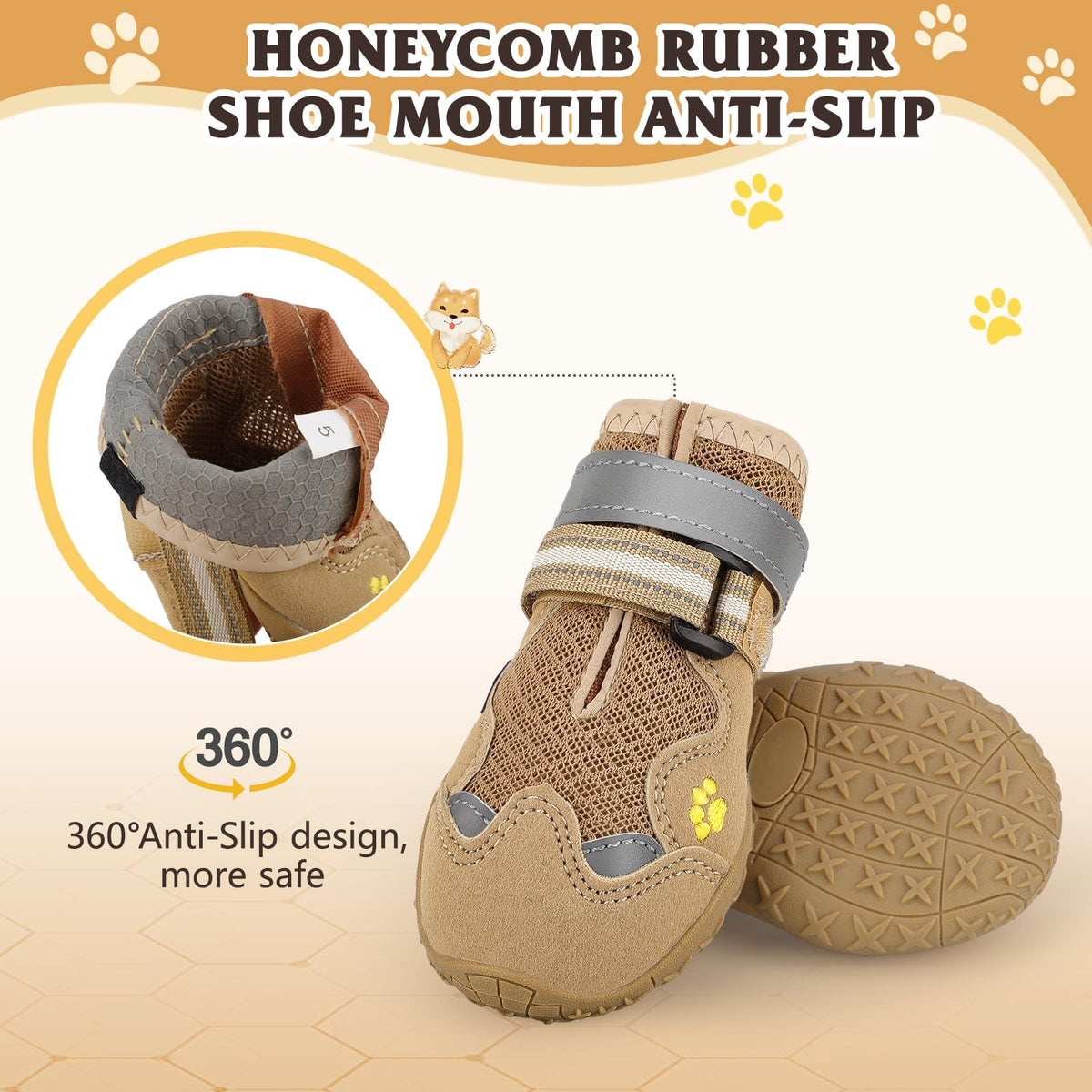 FISHOAKY Paw Hoof Protector in Size 1: 1.57''x2.09''(W*L), Black