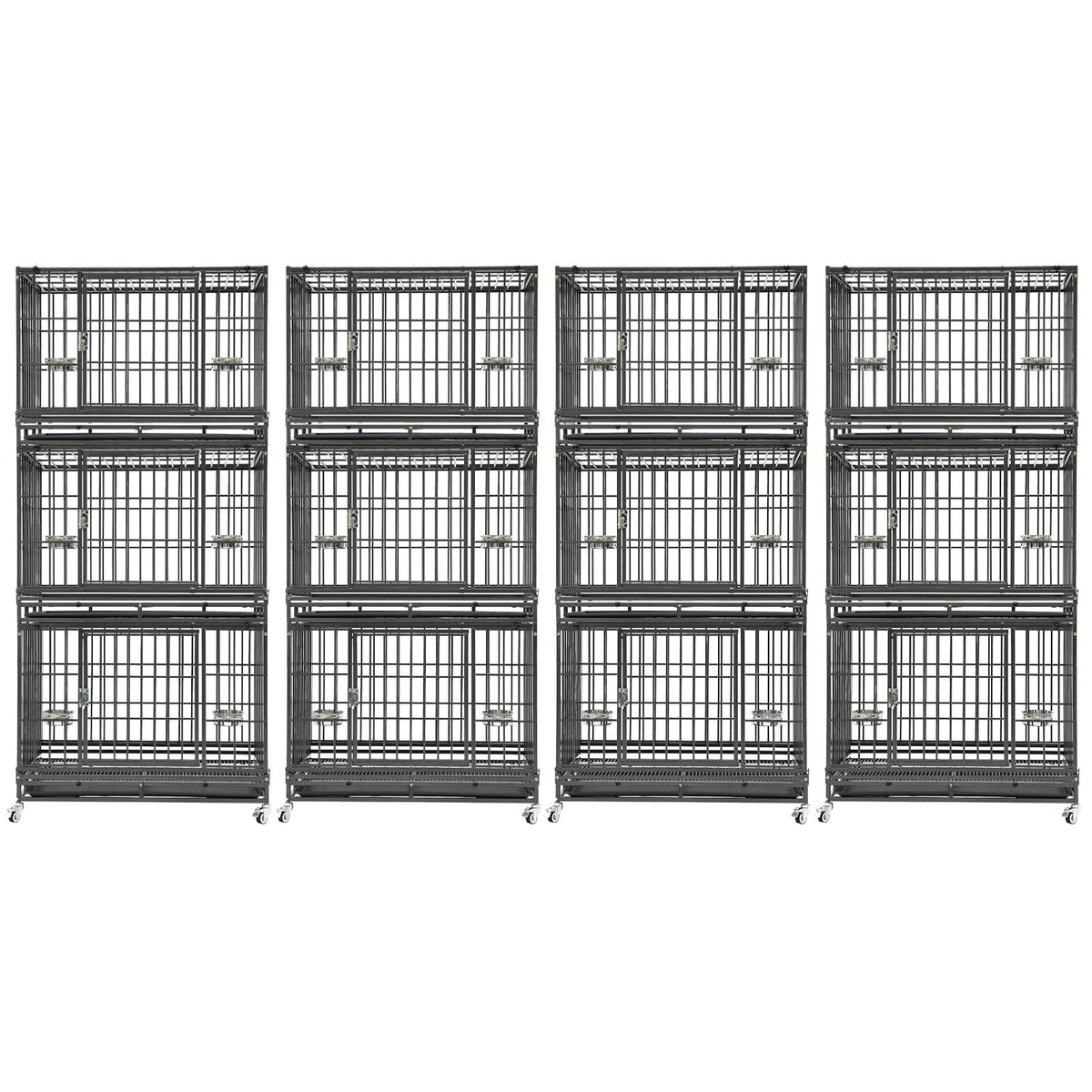Homey Pet Animal Cage in 37"L x 22.5"W x 29.5"H - 3 Tiers - 4 Pack, Black