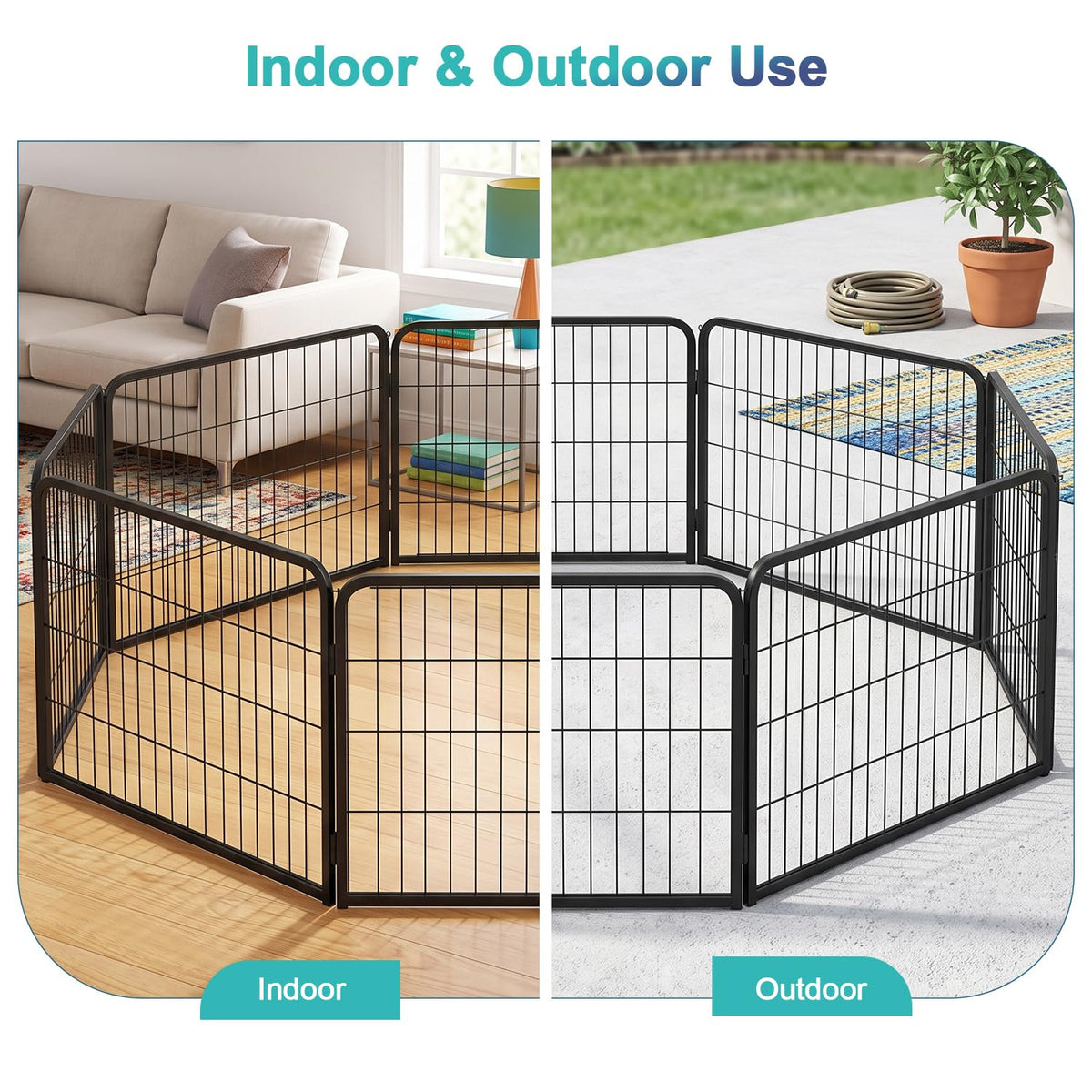 FDW Pet Playpen in 24 Inch, Black