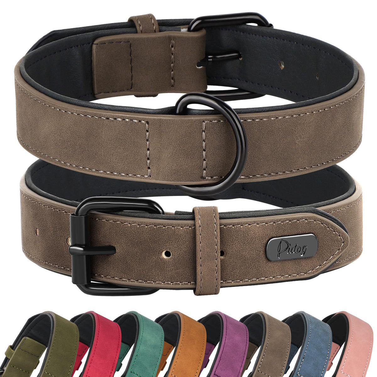 Didog Animal Collar in M: Fit Neck 11-14"(10-20 lbs), Brown
